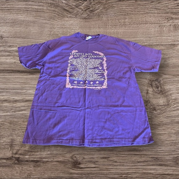 Hanes Tops - Old Woman Red Hat Short Sleeve Purple Hanes Beefy-T T-Shirt Size XL